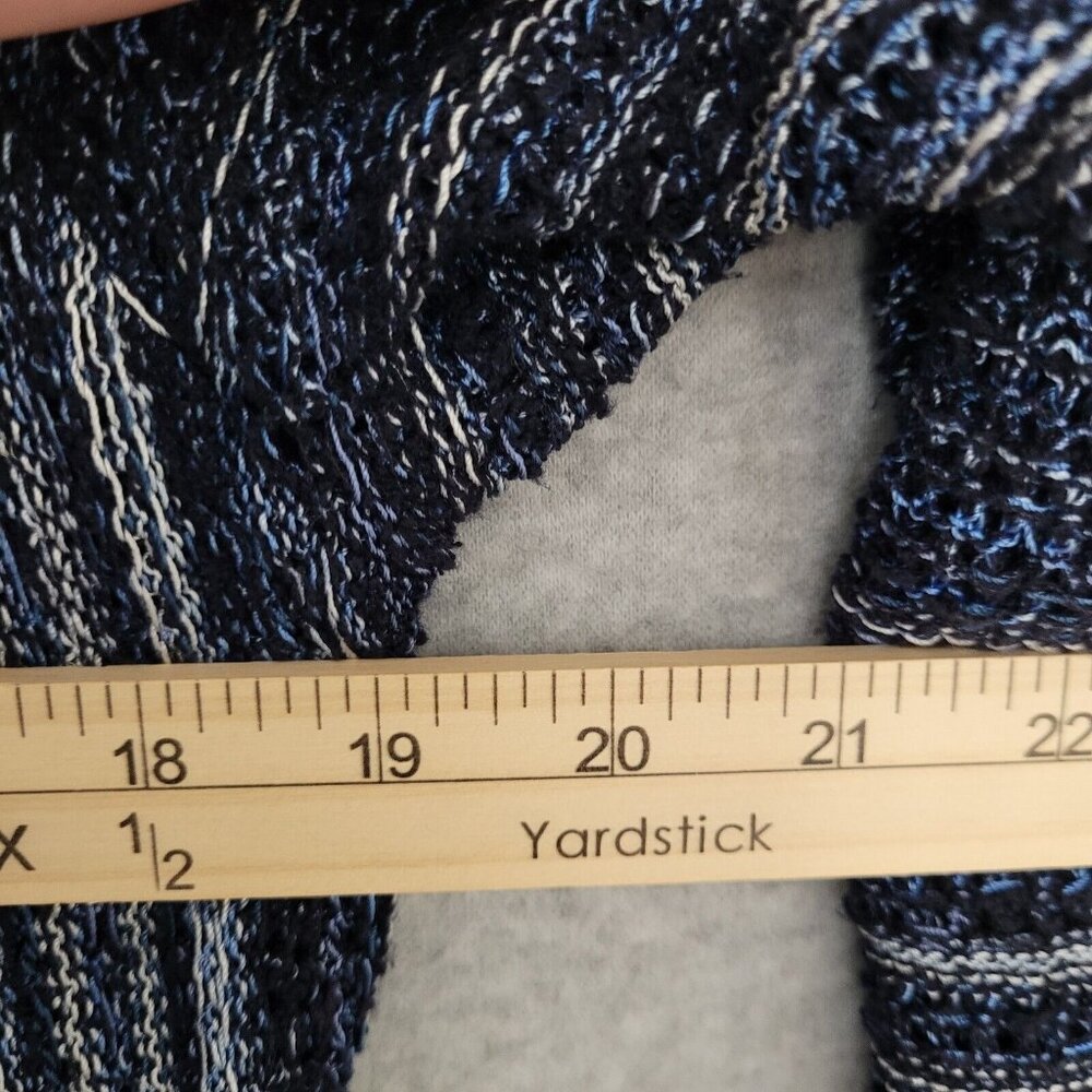 Liz Claiborne Womens Crochet Open Cardigan Size XL Navy 3/4 Sleeve Lagenlook - Picture 8 of 11
